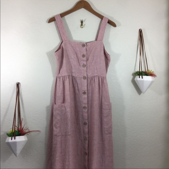 Rachel Zoe pink linen button midi dress - Picture 3 of 4